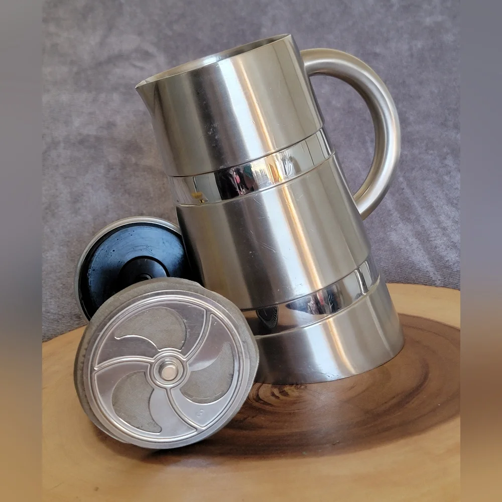 Bonjour Stainless Coffee French Press/Creamer RARE Steampunk Modern Retro - Picture 6 of 16